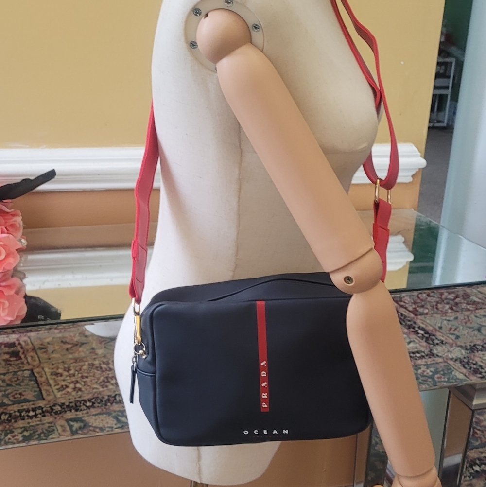 Prada Blue and Red Crossbody Bag